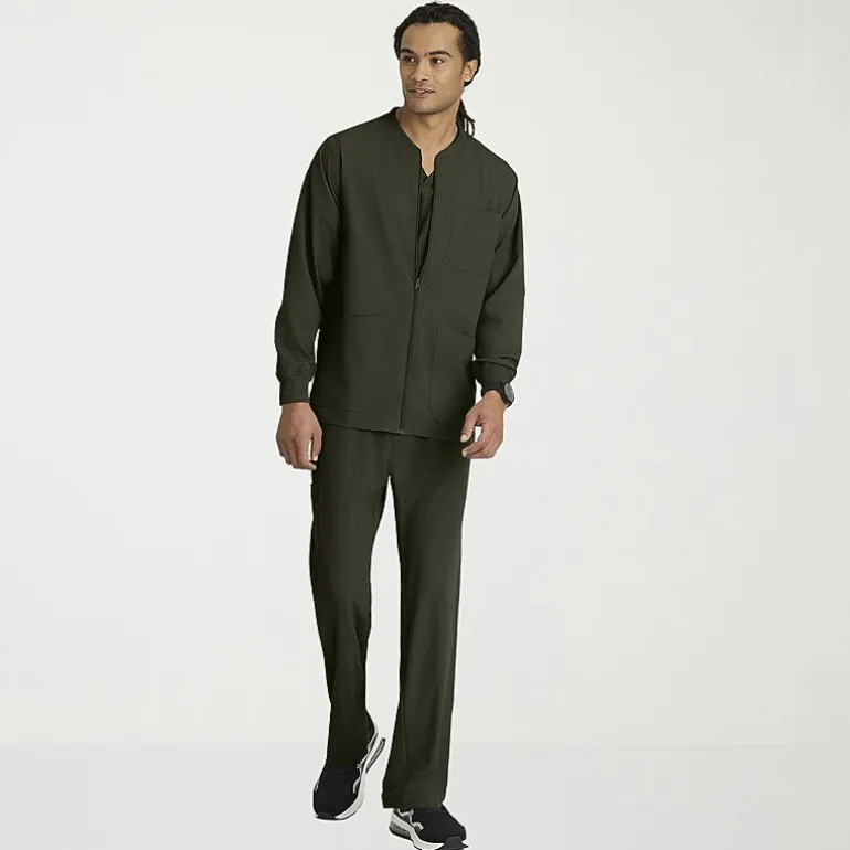 Skechers Sk0408 Structure 3-Pocket Crewneck Warm-Up Mens Big and Tall Tag Free Stretch Fabric Moisture Wicking Scrub Jackets