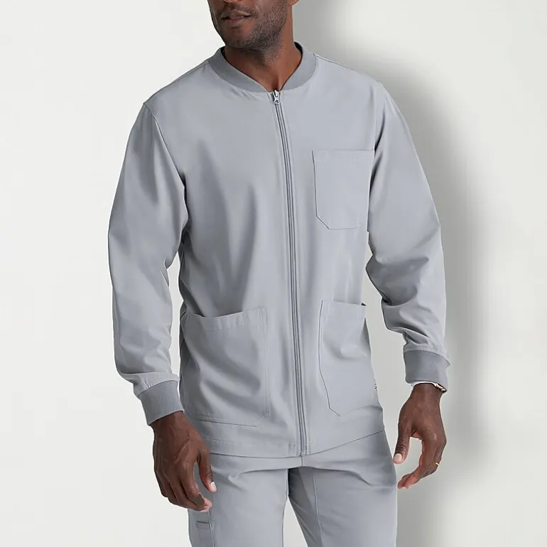 Skechers Sk0408 Structure 3-Pocket Crewneck Warm-Up Mens Big and Tall Tag Free Stretch Fabric Moisture Wicking Scrub Jackets