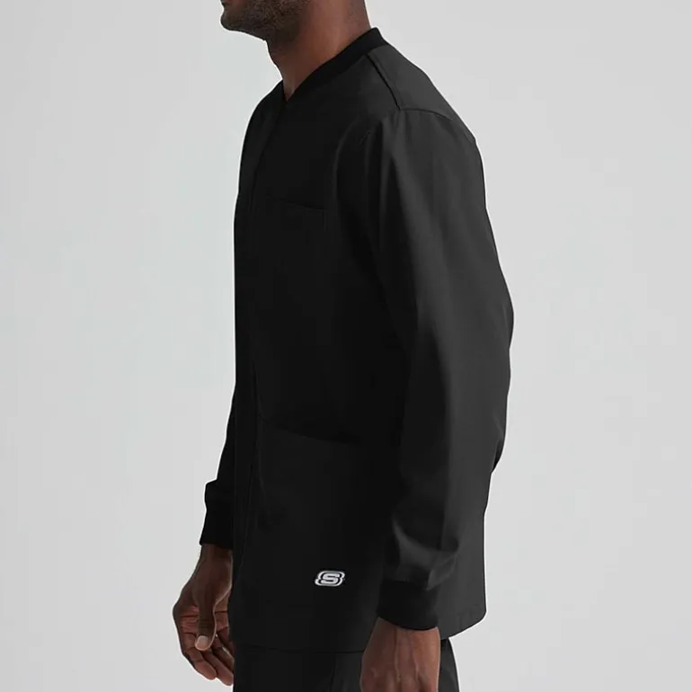 Skechers Sk0408 Structure 3-Pocket Crewneck Warm-Up Mens Big and Tall Tag Free Stretch Fabric Moisture Wicking Scrub Jackets
