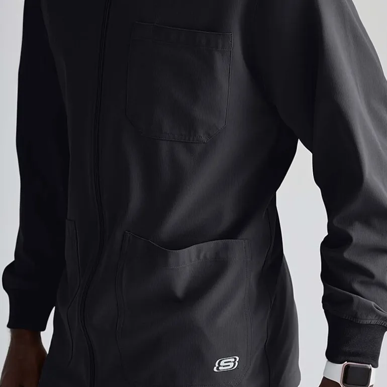 Skechers Sk0408 Structure 3-Pocket Crewneck Warm-Up Mens Big and Tall Tag Free Stretch Fabric Moisture Wicking Scrub Jackets