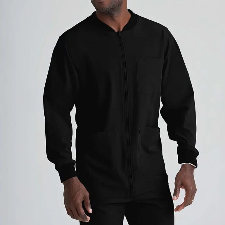 Skechers Sk0408 Structure 3-Pocket Crewneck Warm-Up Mens Big and Tall Tag Free Stretch Fabric Moisture Wicking Scrub Jackets