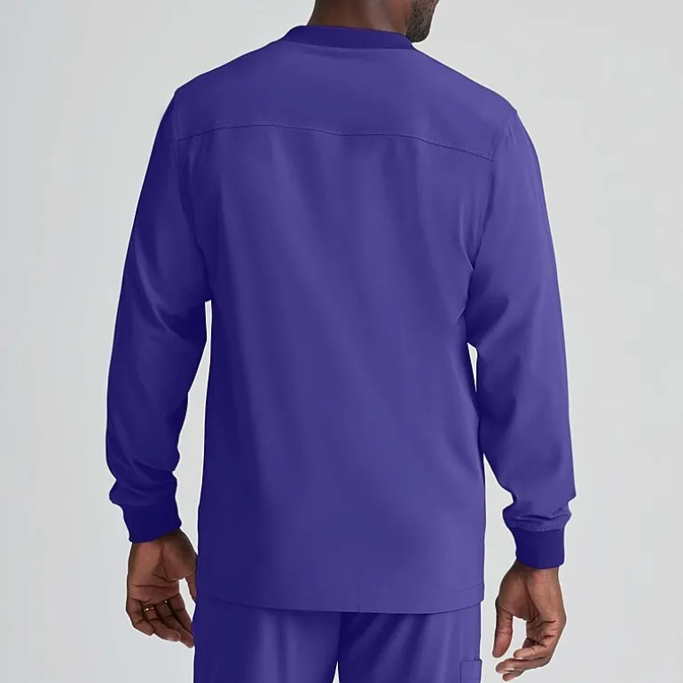 Skechers Sk0408 Structure 3-Pocket Crewneck Warm-Up Mens Big and Tall Tag Free Stretch Fabric Moisture Wicking Scrub Jackets