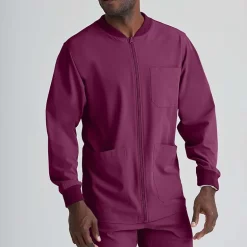 Skechers Sk0408 Structure 3-Pocket Crewneck Warm-Up Mens Big and Tall Tag Free Stretch Fabric Moisture Wicking Scrub Jackets
