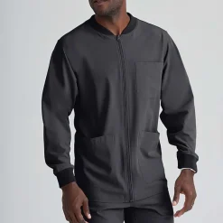 Skechers Sk0408 Structure 3-Pocket Crewneck Warm-Up Mens Big and Tall Tag Free Stretch Fabric Moisture Wicking Scrub Jackets