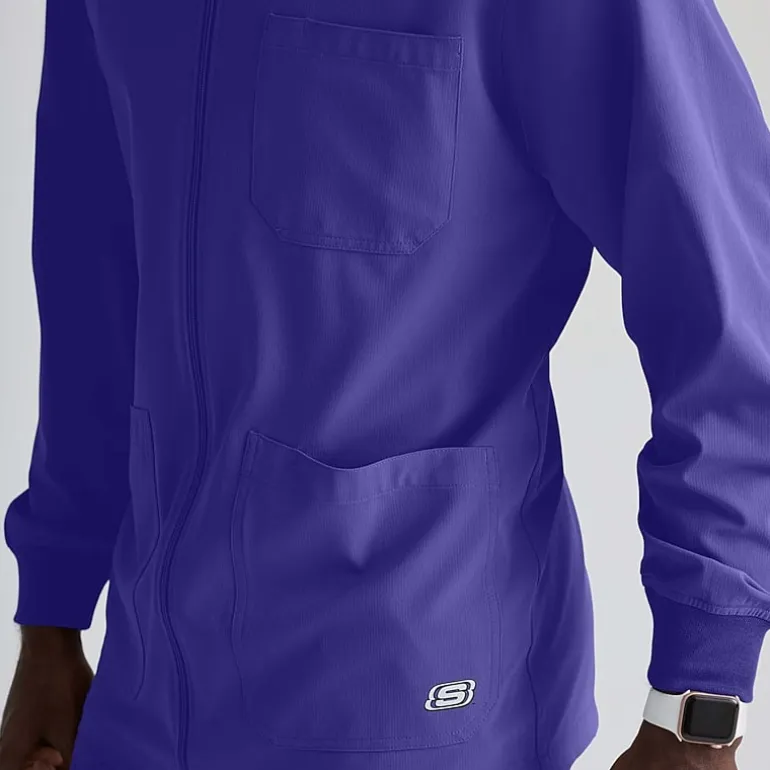 Skechers Sk0408 Structure 3-Pocket Crewneck Warm-Up Mens Big and Tall Tag Free Stretch Fabric Moisture Wicking Scrub Jackets