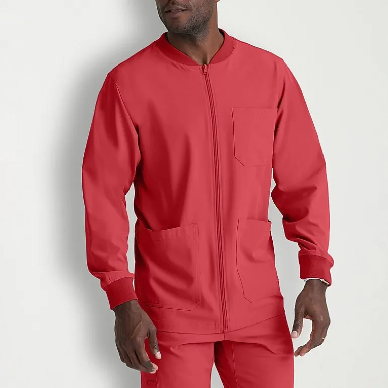 Skechers Sk0408 Structure 3-Pocket Crewneck Warm-Up Mens Big and Tall Tag Free Stretch Fabric Moisture Wicking Scrub Jackets