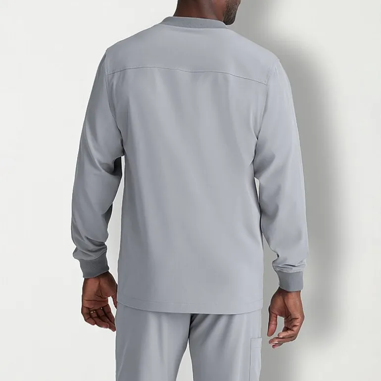 Skechers Sk0408 Structure 3-Pocket Crewneck Warm-Up Mens Big and Tall Tag Free Stretch Fabric Moisture Wicking Scrub Jackets