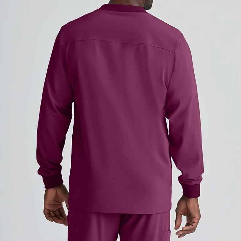 Skechers Sk0408 Structure 3-Pocket Crewneck Warm-Up Mens Big and Tall Tag Free Stretch Fabric Moisture Wicking Scrub Jackets