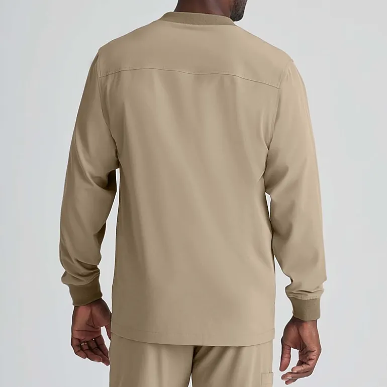 Skechers Sk0408 Structure 3-Pocket Crewneck Warm-Up Mens Big and Tall Tag Free Stretch Fabric Moisture Wicking Scrub Jackets