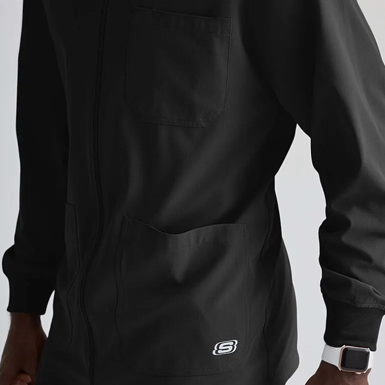Skechers Sk0408 Structure 3-Pocket Crewneck Warm-Up Mens Big and Tall Tag Free Stretch Fabric Moisture Wicking Scrub Jackets