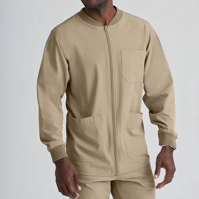 Skechers Sk0408 Structure 3-Pocket Crewneck Warm-Up Mens Big and Tall Tag Free Stretch Fabric Moisture Wicking Scrub Jackets