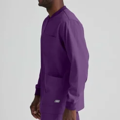 Skechers Sk0408 Structure 3-Pocket Crewneck Warm-Up Mens Big and Tall Tag Free Stretch Fabric Moisture Wicking Scrub Jackets