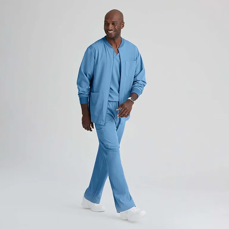 Skechers Sk0408 Structure 3-Pocket Crewneck Warm-Up Mens Big and Tall Tag Free Stretch Fabric Moisture Wicking Scrub Jackets