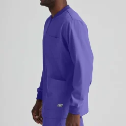 Skechers Sk0408 Structure 3-Pocket Crewneck Warm-Up Mens Big and Tall Tag Free Stretch Fabric Moisture Wicking Scrub Jackets