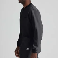 Skechers Sk0408 Structure 3-Pocket Crewneck Warm-Up Mens Big and Tall Tag Free Stretch Fabric Moisture Wicking Scrub Jackets