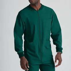 Skechers Sk0408 Structure 3-Pocket Crewneck Warm-Up Mens Big and Tall Tag Free Stretch Fabric Moisture Wicking Scrub Jackets