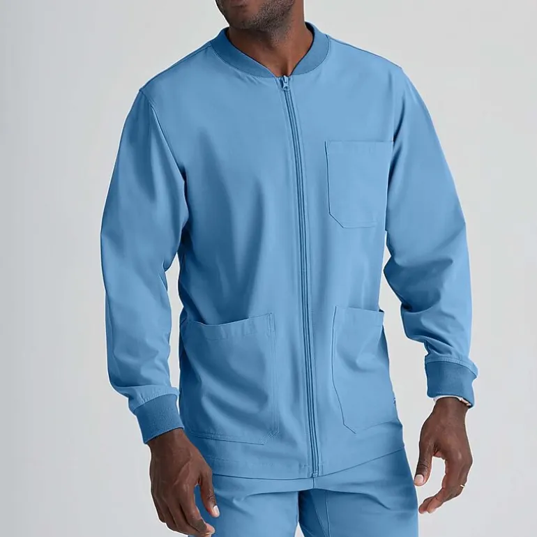 Skechers Sk0408 Structure 3-Pocket Crewneck Warm-Up Mens Big and Tall Tag Free Stretch Fabric Moisture Wicking Scrub Jackets