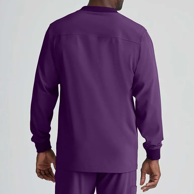 Skechers Sk0408 Structure 3-Pocket Crewneck Warm-Up Mens Big and Tall Tag Free Stretch Fabric Moisture Wicking Scrub Jackets