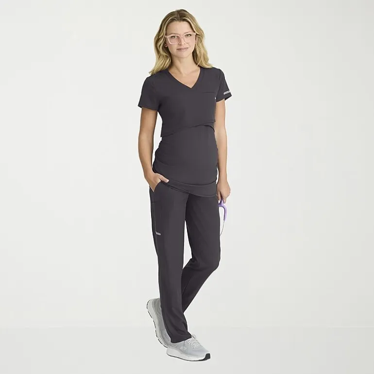 Skechers Skt269 Bloom 1-Pocket Maternity Top Womens Plus Maternity V Neck Short Sleeve Stretch Fabric Moisture Wicking Scrub Top