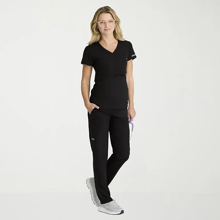Skechers Skt269 Bloom 1-Pocket Maternity Top Womens Plus Maternity V Neck Short Sleeve Stretch Fabric Moisture Wicking Scrub Top