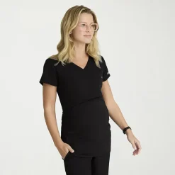 Skechers Skt269 Bloom 1-Pocket Maternity Top Womens Plus Maternity V Neck Short Sleeve Stretch Fabric Moisture Wicking Scrub Top