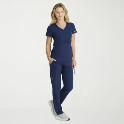 Skechers Skt269 Bloom 1-Pocket Maternity Top Womens Plus Maternity V Neck Short Sleeve Stretch Fabric Moisture Wicking Scrub Top