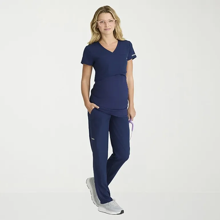 Skechers Skt269 Bloom 1-Pocket Maternity Top Womens Plus Maternity V Neck Short Sleeve Stretch Fabric Moisture Wicking Scrub Top