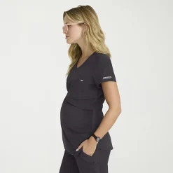 Skechers Skt269 Bloom 1-Pocket Maternity Top Womens Plus Maternity V Neck Short Sleeve Stretch Fabric Moisture Wicking Scrub Top