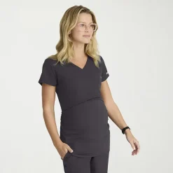 Skechers Skt269 Bloom 1-Pocket Womens Maternity V Neck Short Sleeve Stretch Fabric Moisture Wicking Scrub Top