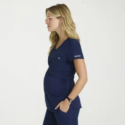 Skechers Skt269 Bloom 1-Pocket Womens Maternity V Neck Short Sleeve Stretch Fabric Moisture Wicking Scrub Top