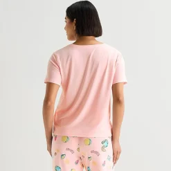 Sleep Chic Womens Crew Neck Short Sleeve Pajama Top