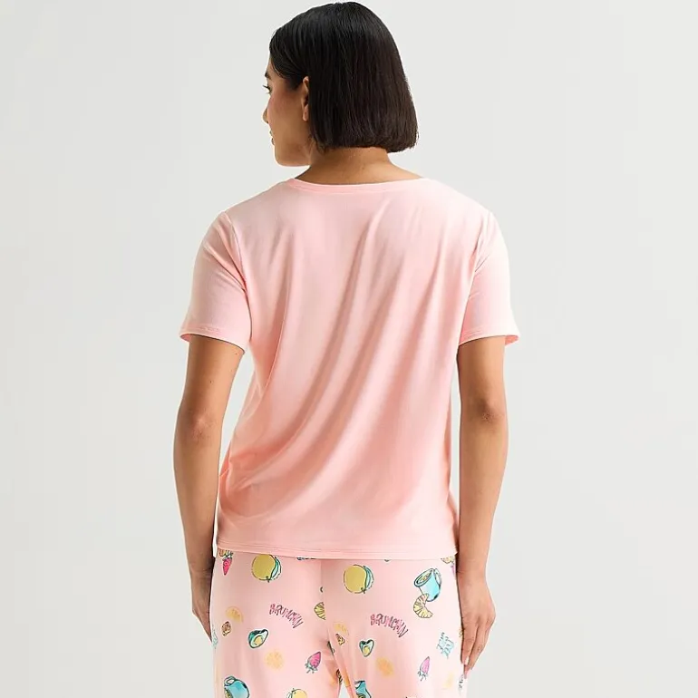 Sleep Chic Womens Crew Neck Short Sleeve Pajama Top