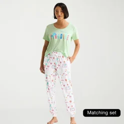 Sleep Chic Womens Crew Neck Short Sleeve Pajama Top