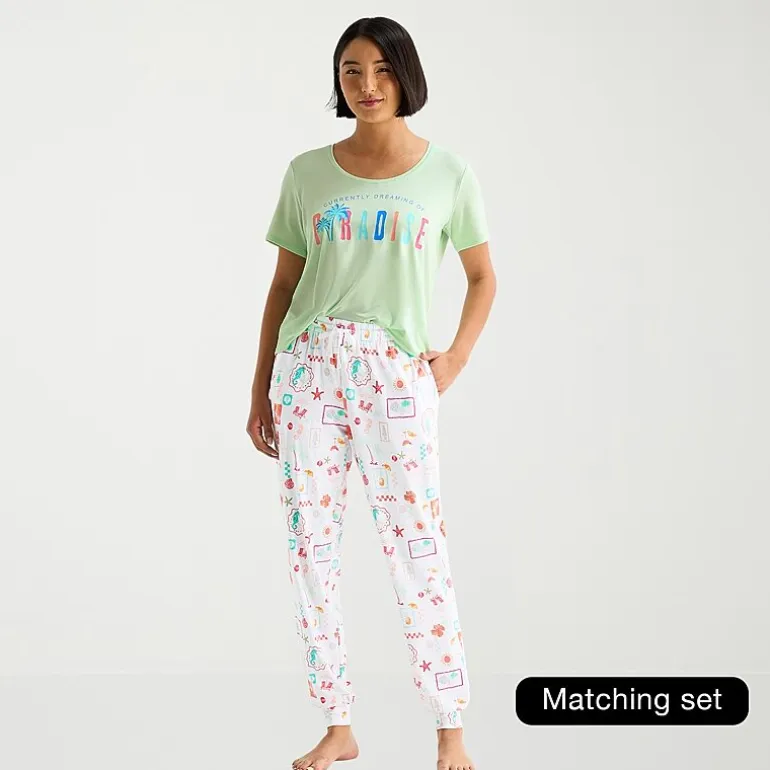 Sleep Chic Womens Crew Neck Short Sleeve Pajama Top