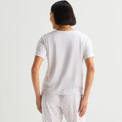 Sleep Chic Womens Crew Neck Short Sleeve Pajama Top