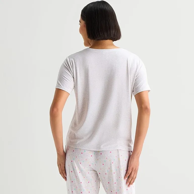 Sleep Chic Womens Crew Neck Short Sleeve Pajama Top