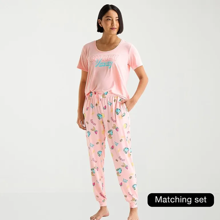 Sleep Chic Womens Crew Neck Short Sleeve Pajama Top
