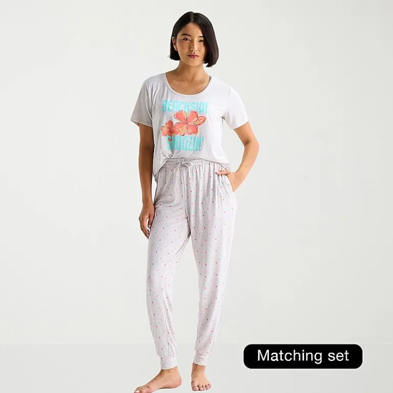 Sleep Chic Womens Crew Neck Short Sleeve Pajama Top