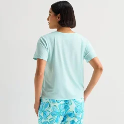Sleep Chic Womens Crew Neck Short Sleeve Pajama Top