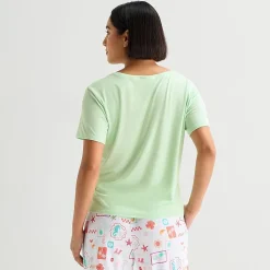 Sleep Chic Womens Crew Neck Short Sleeve Pajama Top