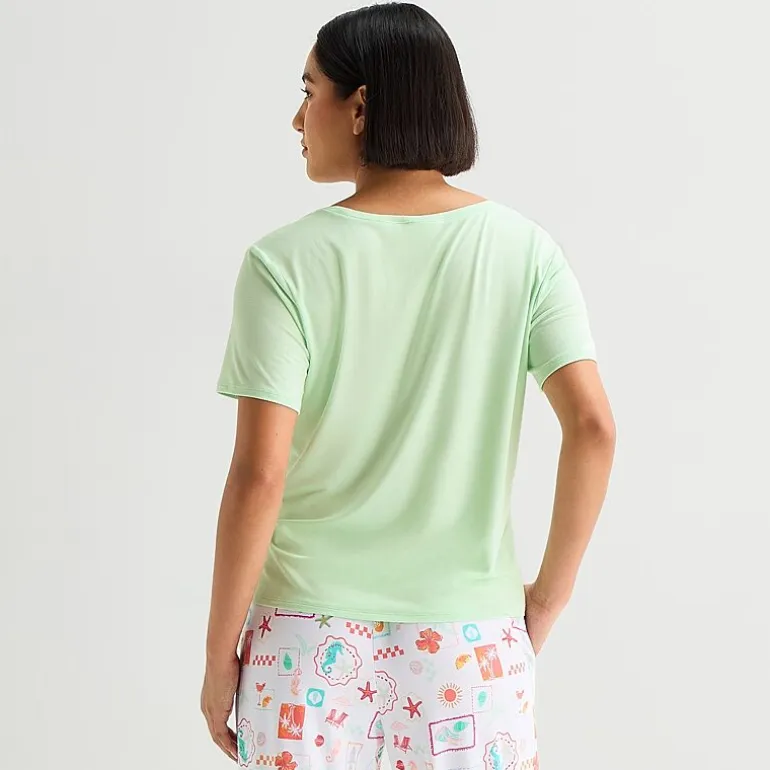 Sleep Chic Womens Crew Neck Short Sleeve Pajama Top