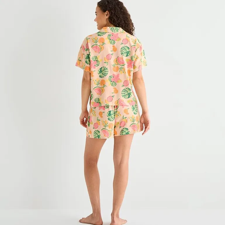 Sleep Chic Womens Poplin V-Neck Short Sleeve 2-pc. Pajama Set