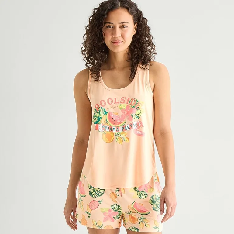 Sleep Chic Womens Scoop Neck Sleeveless Pajama Top