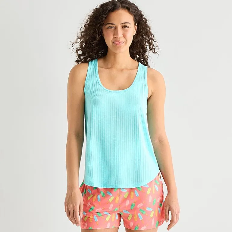 Sleep Chic Womens Scoop Neck Sleeveless Pajama Top
