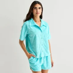 Sleep Chic Womens Short Sleeve Pajama Set