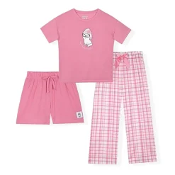 Sleep On It Little & Big Kid Girls Crew Neck Short Sleeve 3-pc. Pajama Set