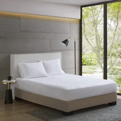 Sleep Philosophy All Natural Cotton Percale Quilted Mattress Pad with Spandex Snug-on Slip Fit Skirt