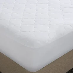 Sleep Philosophy All Natural Cotton Percale Quilted Mattress Pad with Spandex Snug-on Slip Fit Skirt