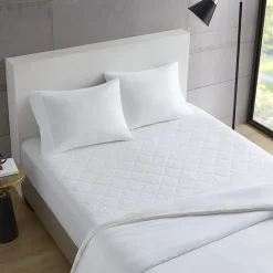 Sleep Philosophy All Natural Cotton Percale Quilted Mattress Pad with Spandex Snug-on Slip Fit Skirt