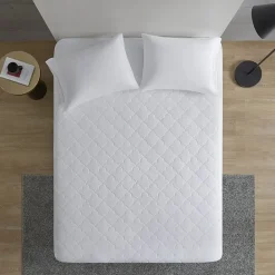 Sleep Philosophy All Natural Cotton Percale Quilted Mattress Pad with Spandex Snug-on Slip Fit Skirt